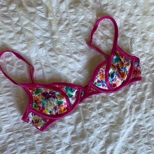 For Love And Lemons Fuchsia Floral Bra